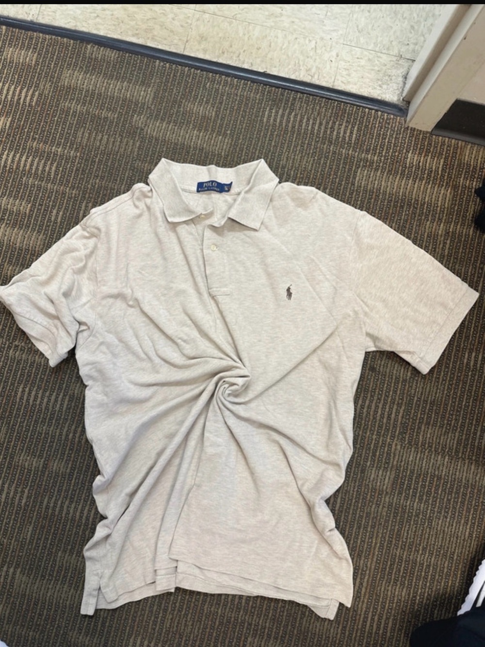 Polo by Ralph Lauren Men's Light Beige Polo Shirt with Embroidered Pony